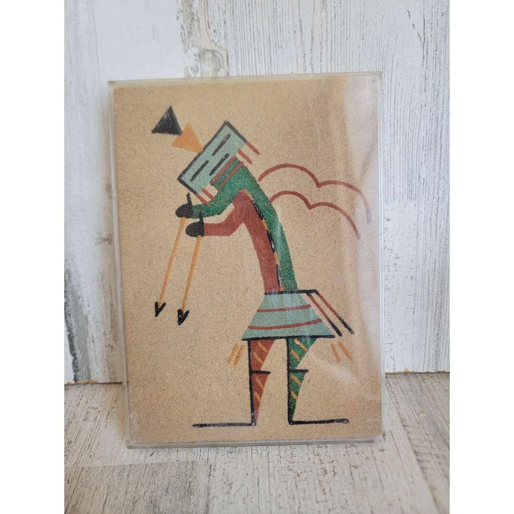 Navajo vintage sand painting rainbow boy bridge signed art wall home decor